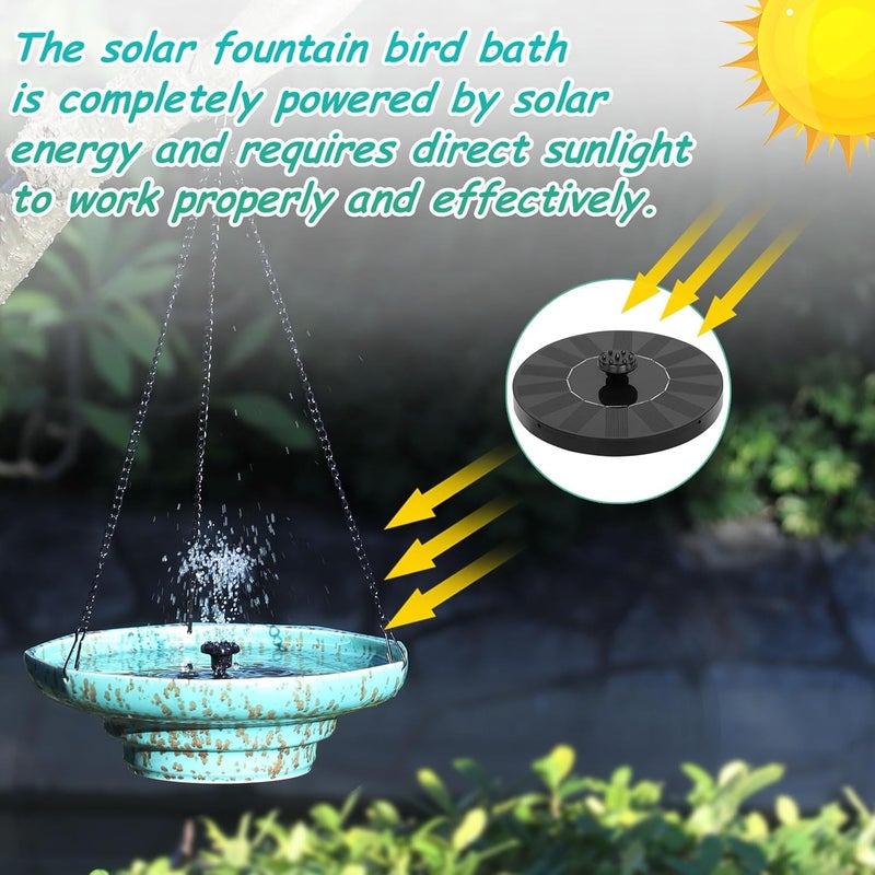 UPSJYJ Solar Fountain Ceramic Hanging Bird Bath,Bird Bath for Outside,Outdoor Fountain Bird Bath,Garden and Home Decor - Image 4